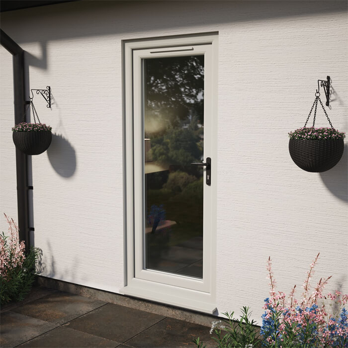 Crystal uPVC Left Hand External Patio Door with 1 Clear Double Glazed Light - Agate-White
