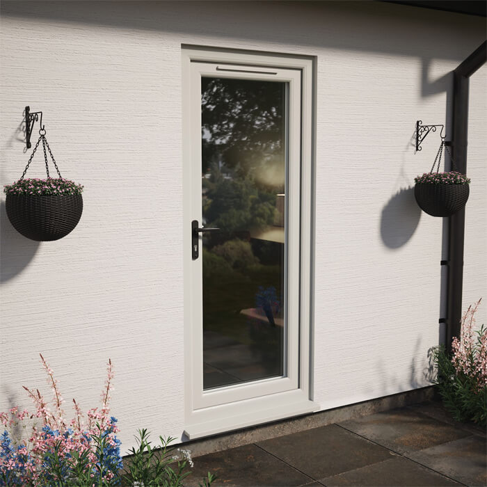 Crystal uPVC Right Hand External Patio Door with 1 Clear Double Glazed Light - Agate-White