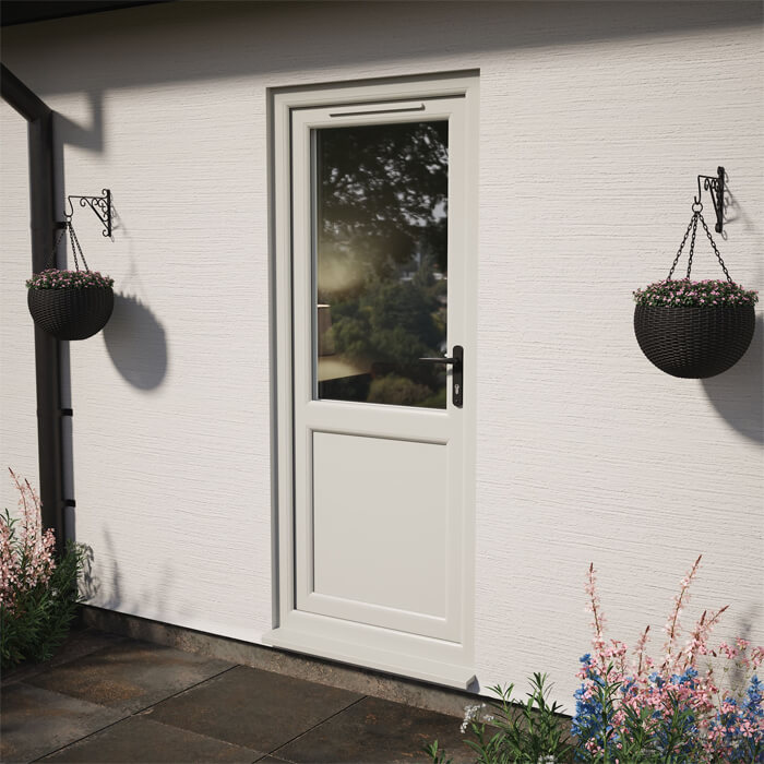 Crystal uPVC Left Hand External Patio Door with 1 Panel and 1 Clear Double Glazed Light - Agate-White