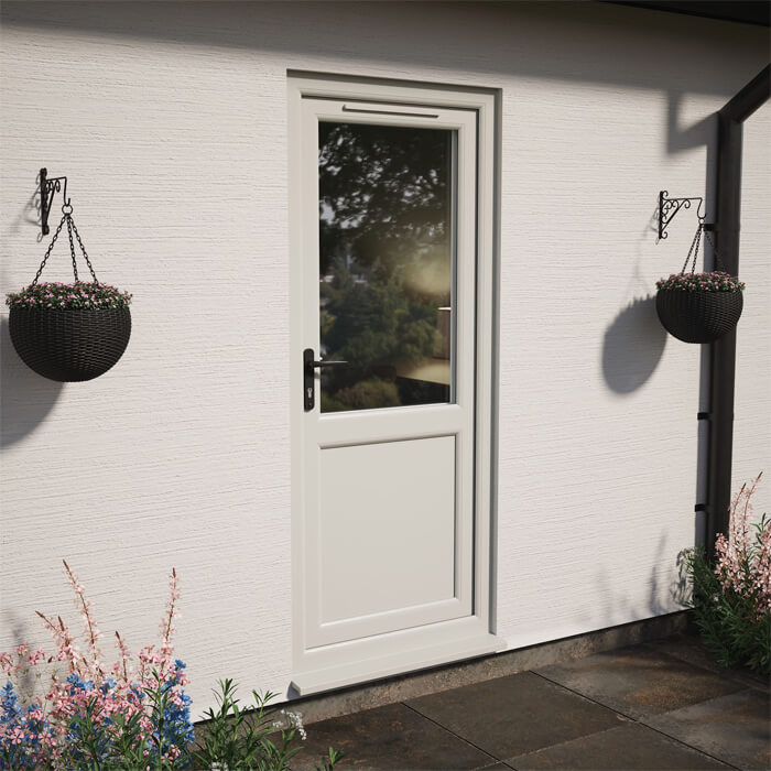 Crystal uPVC Right Hand External Patio Door with 1 Panel and 1 Clear Double Glazed Light - Agate-White