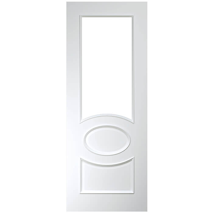 Deanta Clarendon Internal Door with 2 Panel and 1 Clear Glazed Light - White Primed