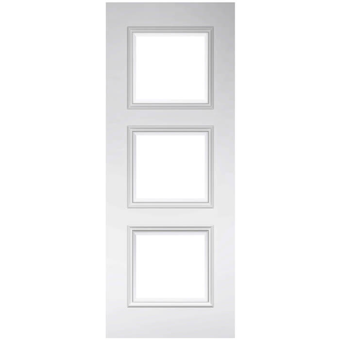 Deanta Trinity Internal Door with 3 Clear Glazed Light - White Primed