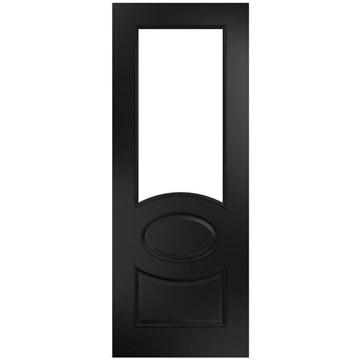Deanta Clarendon Internal Door with 2 Panel and 1 Clear Glazed Light - Prefinished Black