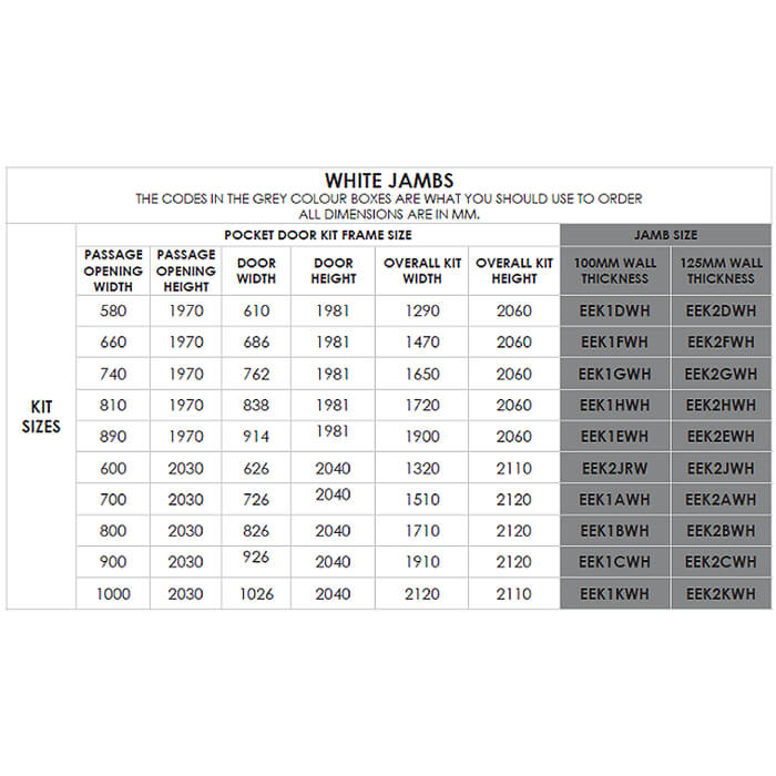 Atlantic Ermetika EvoKit Raw Wood Framed Pocket Door System - 125mm Wall Thickness