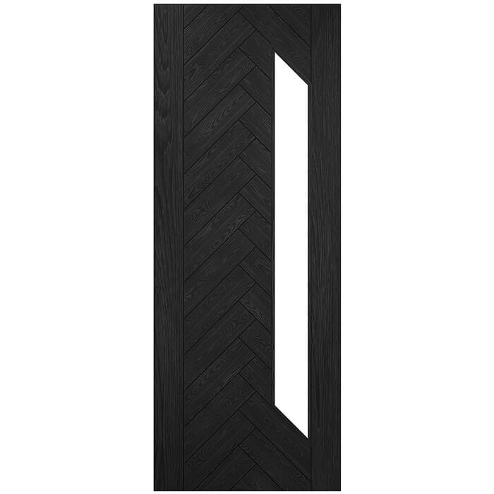 Deanta Fontaine Internal Door with 30 Panel and 1 Clear Glazed Light - Brushed Black Oak