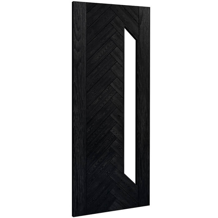 Deanta Fontaine Internal Door with 30 Panel and 1 Clear Glazed Light - Brushed Black Oak
