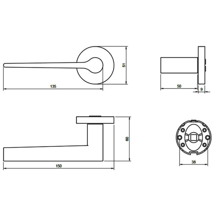 Atlantic Senza Pari Laviano Door Handle Pack - Antique Brass
