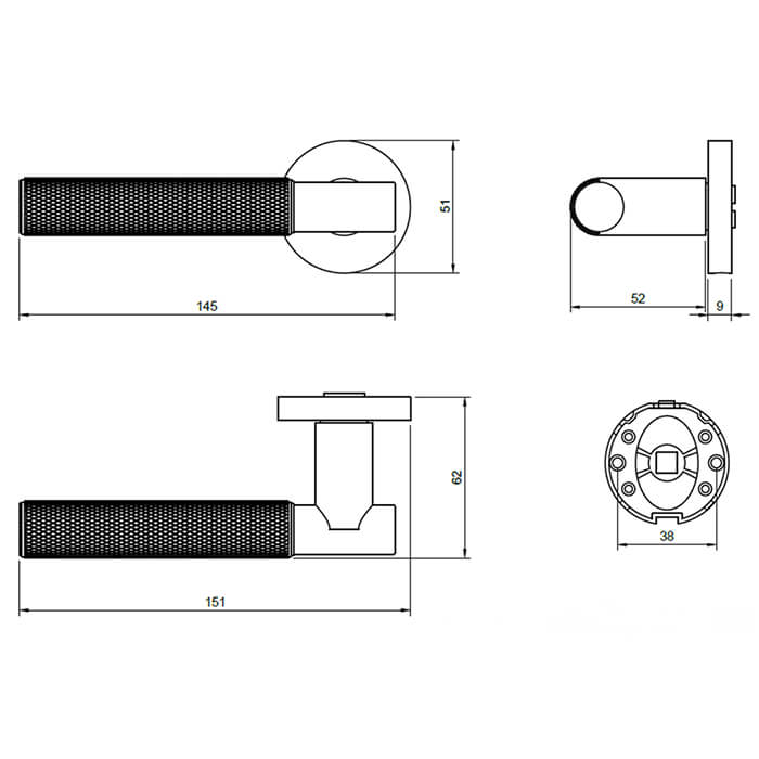 Atlantic Senza Pari Rosarno Door Handle Pack - Matt Black