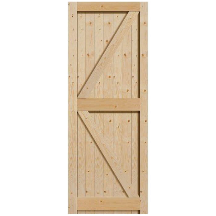P M Mendes Framed Ledged and Braced External Door - Unfinished Redwood