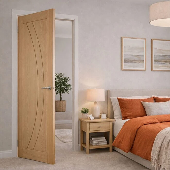 P M Mendes Sorrento Internal Fire Door with 3 Panel - Prefinished Oak