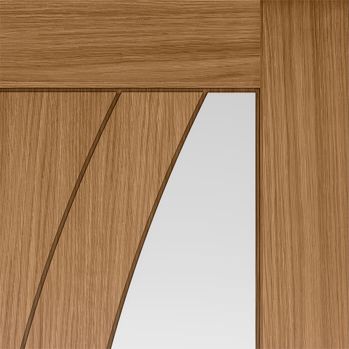 JB Kind Sicily Internal Door with 2 Panel and 1 Clear Glazed Light - Prefinished Oak