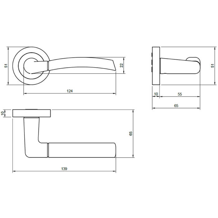 Atlantic Status Indiana Door Handle Pack - Matt Black