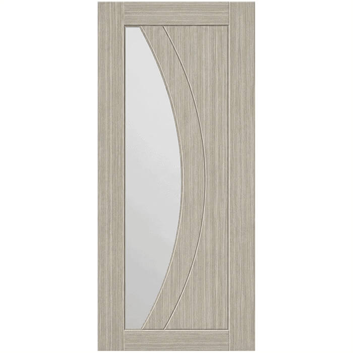 P M Mendes Sorrento Laminate Internal Door - 2 Panel - 1 Clear Glazed Light - Prefinished Grey