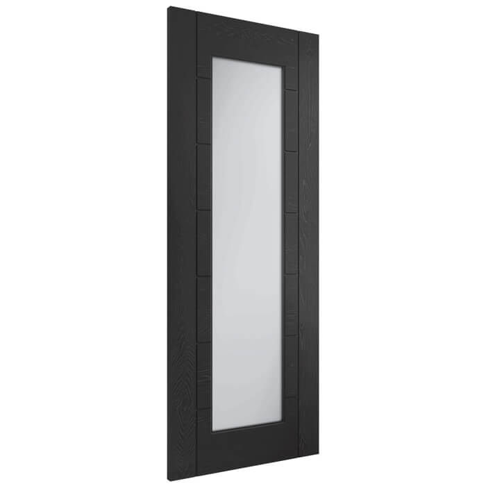 XL Joinery Palermo Laminate Internal Door - 7 Panel - 1 Clear Glazed Light - Prefinished Black