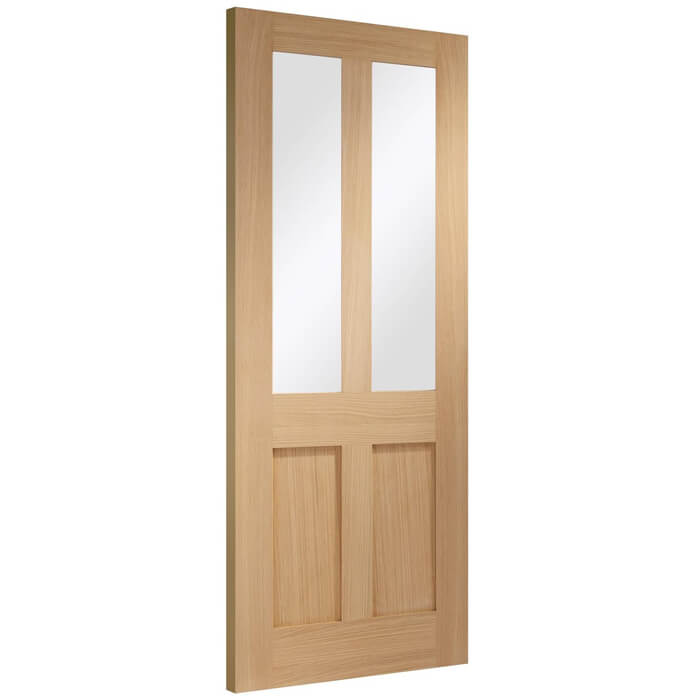 XL Joinery Malton Shaker Internal Door with 2 Panel and 2 Clear Glazed Light  - Prefinished Oak