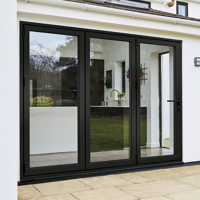 LPD Aluvu Aluminium Left Hand External Bi-Fold Door Set in Prefinished Black with Trickle Vents