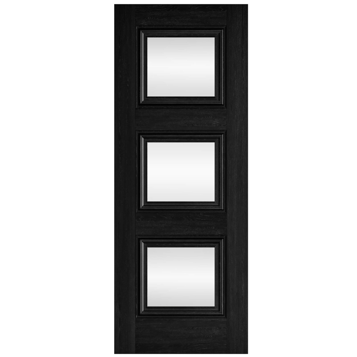 JB Kind Kedleston Internal Door with 3 Clear Glazed Light - Prefinished Black