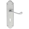 Carlisle Brass Victorian Scroll Lever with Lock Profile on Shaped Backplate small Image 4